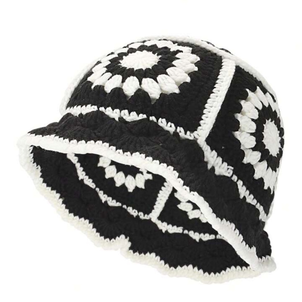 Knit Floral Bucket Hat Fashion Cute Comfy Crochet Bucket Hat For Women